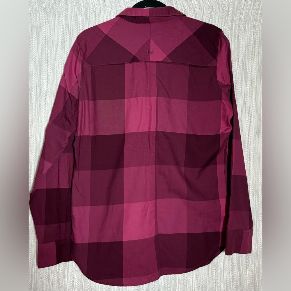 Under Armour Women's Burgundy Plaid Button Down Shirt - Picture 2 of 3